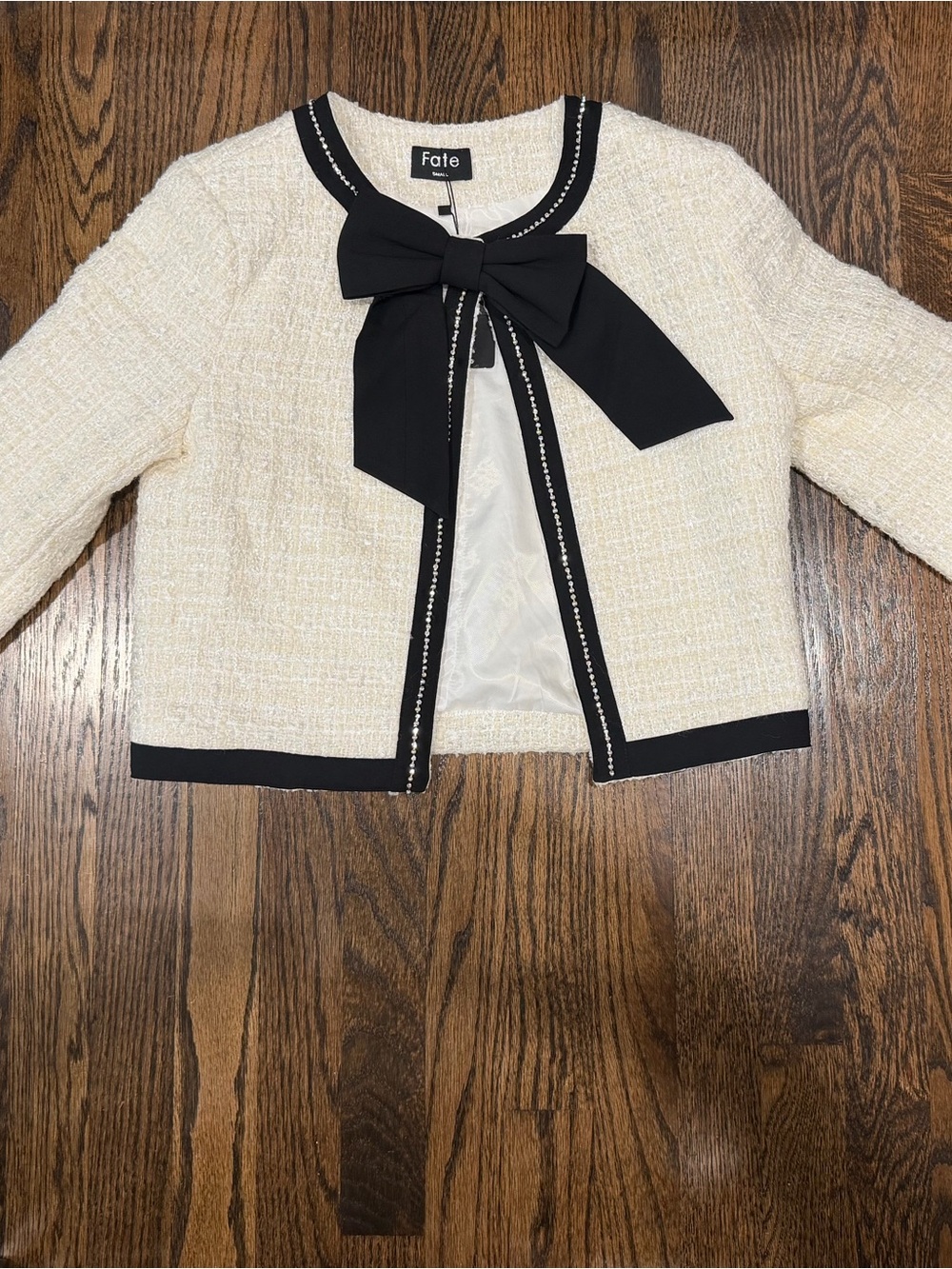 Fate Cream Tweed Jacket with Black Trim